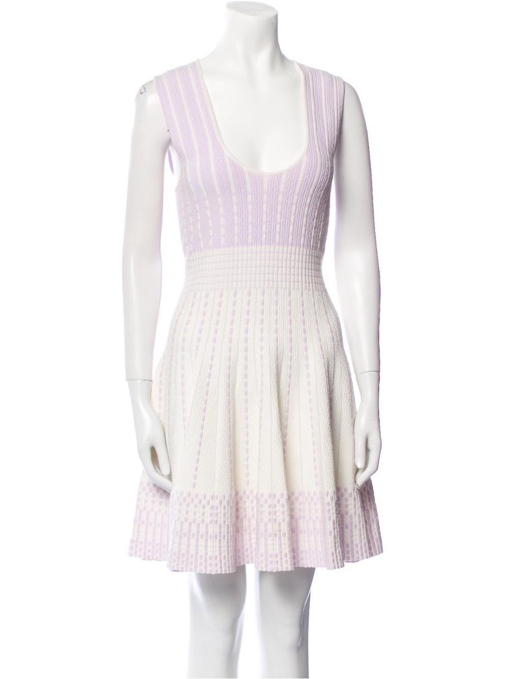 Just Cavalli Lilac and Cream Sleeveless Knit Fit-and-Flare Dress
